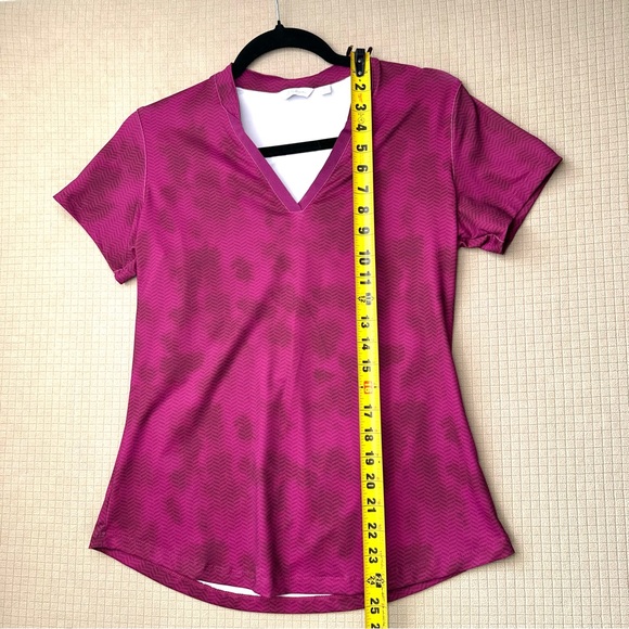Lady Hagen Women’s Printed V Neck Short Sleeve Golf Polo Stretch Berry Size S - Picture 10 of 12